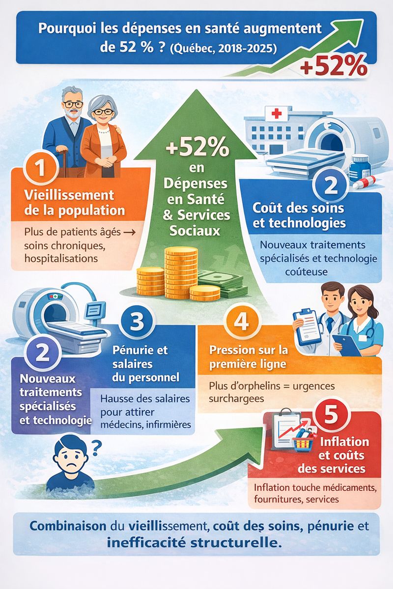 Entre 2018 et 2025, les dépenses en santé et services sociaux ont augmenté de 52 % au Québec